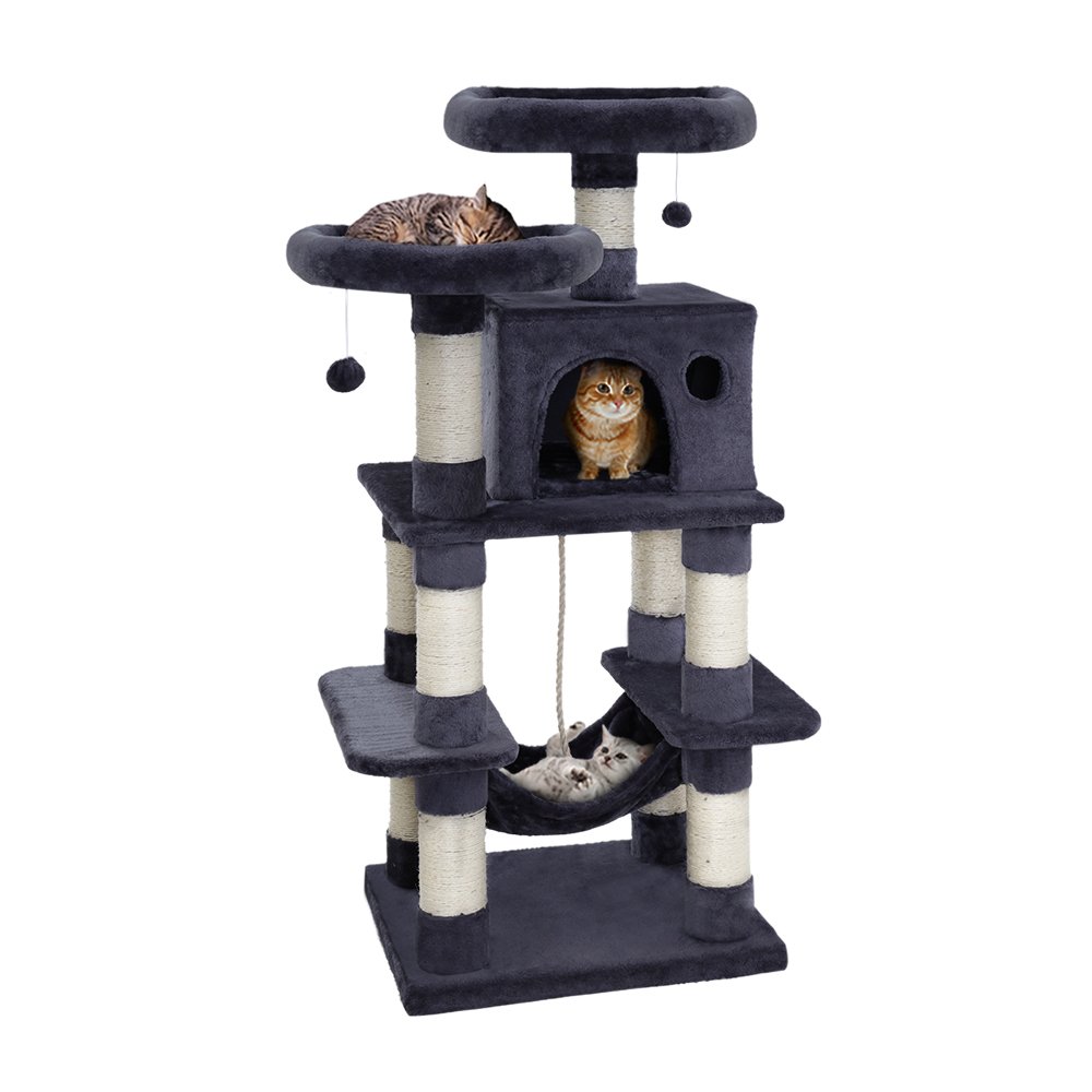 i.Pet Cat Tree 145cm Tower Scratching Post Scratcher Wood Condo House Large Bed - Image 7