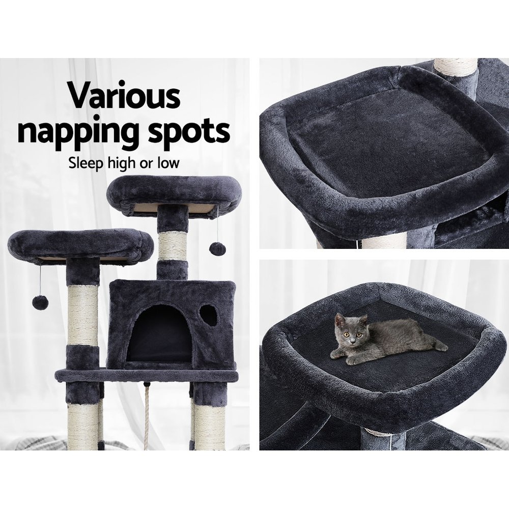 i.Pet Cat Tree 145cm Tower Scratching Post Scratcher Wood Condo House Large Bed - Image 5