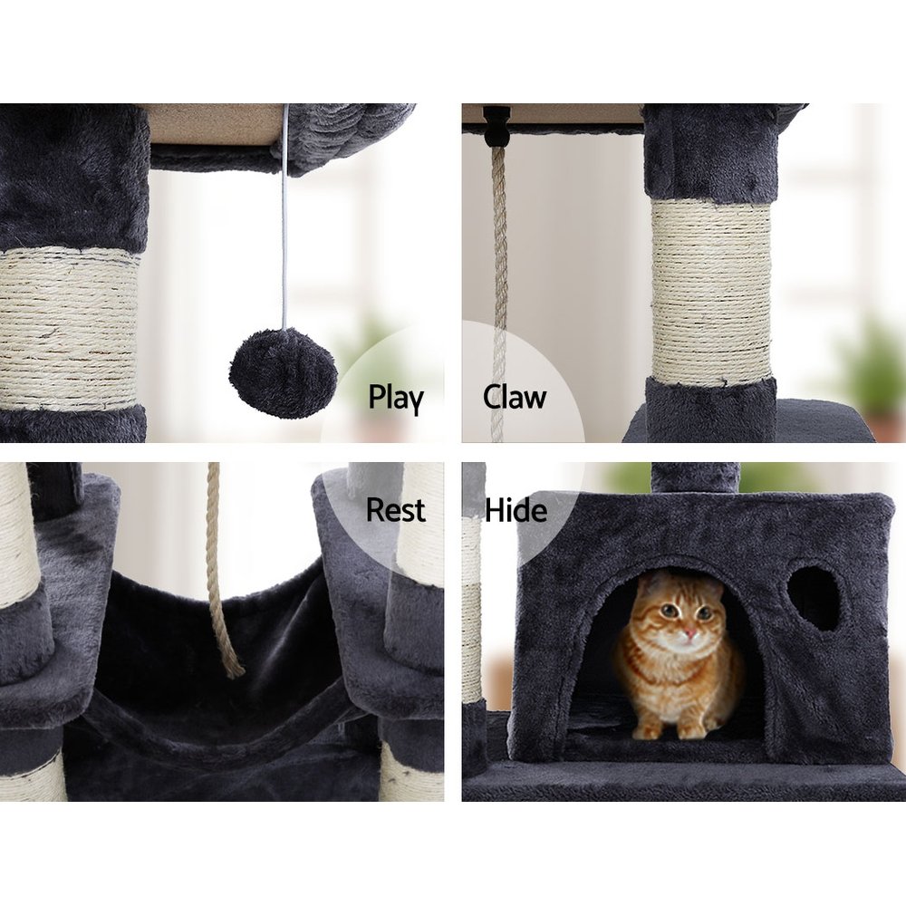 i.Pet Cat Tree 145cm Tower Scratching Post Scratcher Wood Condo House Large Bed - Image 6